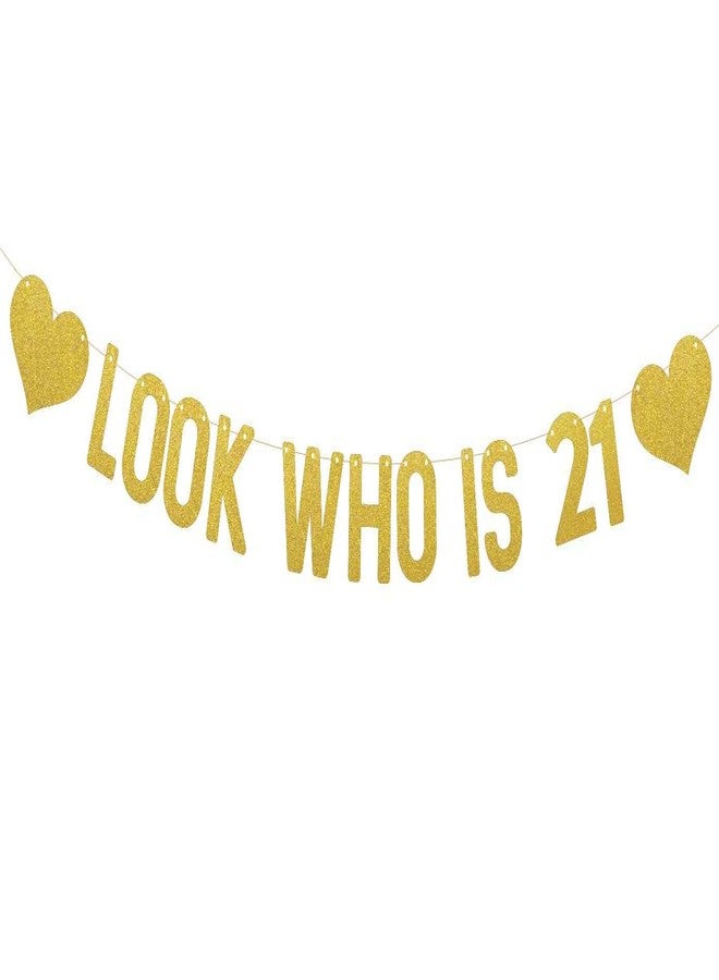 SVM CRAFT® Look Who is 21 Banner - Happy 21st Birthday Banner Party Decorations Black Paper Glitter Party Decorations For 21ST Wedding Anniversary 21 Years Old 21ST Birthday Party Supplies - Image 1